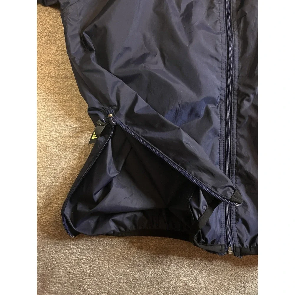 Adidas, Full Zip, Windbreaker Jacket, Navy Blue w/yellow Logo Athletic EUC A2-20